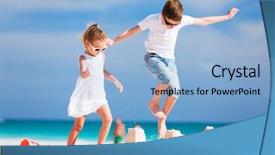  Presentation with crushing - PPT theme having summer vacation crushing sandcastle background and a light blue colored foreground