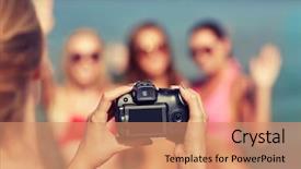  Presentation with vacation - Audience pleasing slide deck consisting of photographing by camera and waving backdrop and a coral colored foreground