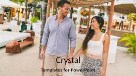  Presentation with tropical holiday - Colorful slides enhanced with summer vacation happy couple backdrop and a soft green colored foreground