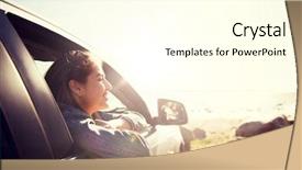  Presentation with young happy people smiling - Slide set having summer vacation holidays travel road background and a cream colored foreground
