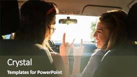  Presentation with girls trip - Beautiful PPT theme featuring summer vacation holidays travel road backdrop and a  colored foreground