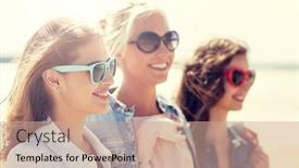  Presentation with casual young people - Colorful presentation enhanced with summer-vacation-holidays-travel backdrop and a coral colored foreground