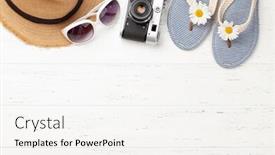  Presentation with top hat - Amazing PPT layouts having summer-vacation-items-and-accessories backdrop and a white colored foreground