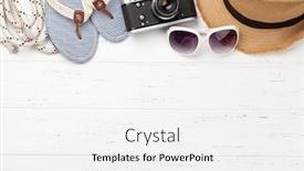  Presentation with top hat - Audience pleasing presentation theme consisting of summer-vacation-items-and-accessories backdrop and a white colored foreground