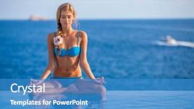  Presentation with summer holiday - Presentation theme with summer-vacation-or-holiday-yoga background and a teal colored foreground