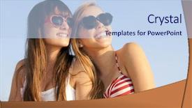  Presentation with spring break - Colorful PPT theme enhanced with summer vacation or spring break backdrop and a  colored foreground