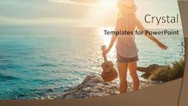  Presentation with luxury lifestyle - Presentation theme with summer-vacation-smellingcaucasian-women-relaxing background and a lemonade colored foreground
