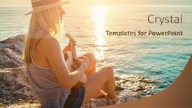  Presentation with luxury lifestyle - Cool new theme with summer-vacation-smellingcaucasian-women-relaxing backdrop and a lemonade colored foreground