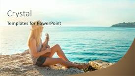  Presentation with luxury travel - PPT layouts consisting of summer-vacation-smellingcaucasian-women-relaxing background and a cool aqua colored foreground