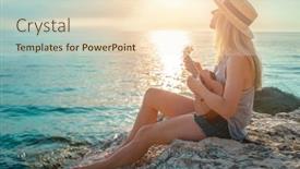  Presentation with luxury lifestyle - Slides with summer-vacation-smellingcaucasian-women-relaxing background and a lemonade colored foreground