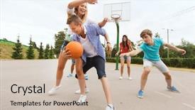  Presentation with outdoor games - Slide deck consisting of summer vacation sport games background and a soft green colored foreground