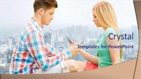  Presentation with addiction - Presentation theme with summer vacation technology addiction background and a sky blue colored foreground