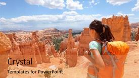  Presentation with united states - Cool new slide deck with summer vacation usa - hiker woman in bryce canyon backdrop and a coral colored foreground