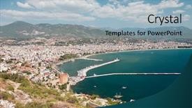  Presentation with castle wall - Presentation theme consisting of kleopatra - summer vacations - blue mediterranean background and a light blue colored foreground