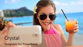  Presentation with waikiki beach - Colorful PPT layouts enhanced with summer vacations in waikiki honolulu backdrop and a coral colored foreground