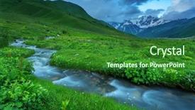  Presentation with river valley - Beautiful presentation featuring summer valley and blue river backdrop and a forest green colored foreground