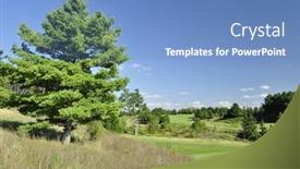  Presentation with hill - Presentation theme having summer-view-from-a-top background and a teal colored foreground