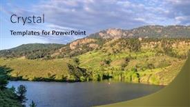  Presentation with mountains - Beautiful PPT theme featuring summer-view-of-a-lake backdrop and a light blue colored foreground