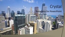  Presentation with height - Beautiful PPT theme featuring summer view of chicago skyscrapers backdrop and a light blue colored foreground