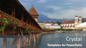  Presentation with bridge - PPT theme with summer-view-of-the-chapel background and a gray colored foreground