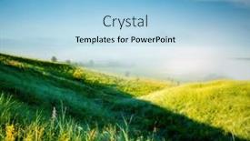  Presentation with green morning - Slide set having summer-view-of-the-fresh background and a light blue colored foreground