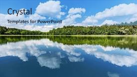  Presentation with reflecting - Slide deck featuring summer view of the lakeshore background and a light blue colored foreground