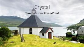  Presentation with denmark - Audience pleasing presentation design consisting of summer-view-of-traditional-church backdrop and a sky blue colored foreground