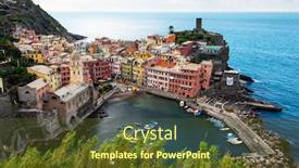  Presentation with village - Slide set consisting of summer-view-of-vernazza-village background and a tawny brown colored foreground