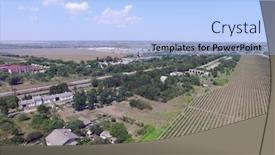  Presentation with region - Beautiful PPT theme featuring summer-vineyard-shot-drone-aerial backdrop and a light blue colored foreground