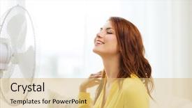  Presentation with teenage girl - Beautiful theme featuring summer weather and equipemt concept backdrop and a yellow colored foreground