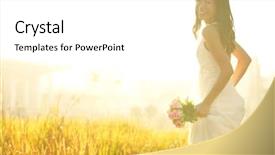  Presentation with golden wedding - Colorful PPT theme enhanced with summer wedding - asian bride at outdoor backdrop and a white colored foreground