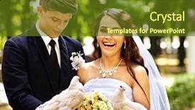  Presentation with dove - Cool new PPT layouts with summer wedding - bride and groom holding dove backdrop and a tawny brown colored foreground