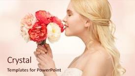  Presentation with flowers - Audience pleasing PPT theme consisting of summer wedding - picture of young woman smelling backdrop and a lemonade colored foreground