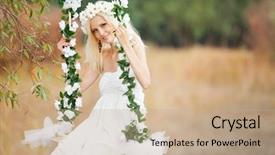  Presentation with outdoors - Slide deck consisting of summer wedding - portrait of beautiful young girl background and a coral colored foreground