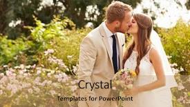  Presentation with married couple hearts - Slide deck with summer wedding - romantic young couple getting married background and a coral colored foreground