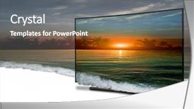  Presentation with autumn view autumn nature - Presentation design enhanced with summer wide screen - 4k monitor isolated on white background and a gray colored foreground