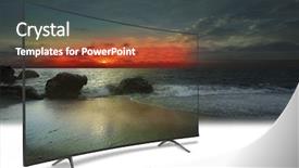  Presentation with ocean - Slide deck enhanced with summer wide screen - 4k monitor isolated on white background and a dark gray colored foreground