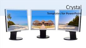  Presentation with maldives - Presentation theme with summer wide screen - maldives panorama in computer monitors background and a  colored foreground
