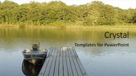  Presentation with dock - Slide set having summercamp - row boat and dock background and a gold colored foreground