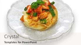  Presentation with pasta - Presentation theme having summertime-chilled-style-capellini-pasta background and a soft green colored foreground