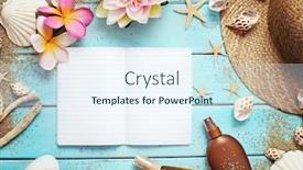  Presentation with lotion - Cool new slides with summertime-design-with-empty-card backdrop and a sky blue colored foreground