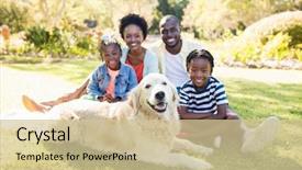  Presentation with park - Slide set consisting of summertime fun - happy family posing together background and a  colored foreground