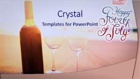  Presentation with independence day - Beautiful PPT theme featuring summertime fun - independence day graphic against bottle backdrop and a sky blue colored foreground