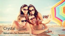  Presentation with summer holiday move - Theme enhanced with summertime fun - summer holidays vacation technology background and a coral colored foreground