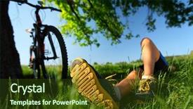  Presentation with cycling - PPT layouts featuring summertime fun - young lady relaxing background and a tawny brown colored foreground