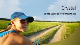  Presentation with cycling - Audience pleasing presentation design consisting of summertime fun - young smiling lady cycling backdrop and a light blue colored foreground