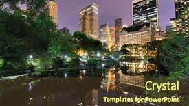  Presentation with park night city - PPT theme featuring summertime in new york city's central park at night background and a tawny brown colored foreground