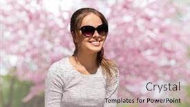  Presentation with cherry blossom - Slide deck with summertime-leisure-and-people-concept background and a  colored foreground