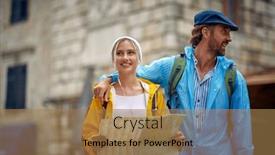  Presentation with rain city - Slide deck enhanced with summertime-rain-young-couple background and a  colored foreground