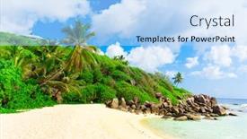  Presentation with sea shore - Theme featuring summertime sea shore background and a light blue colored foreground